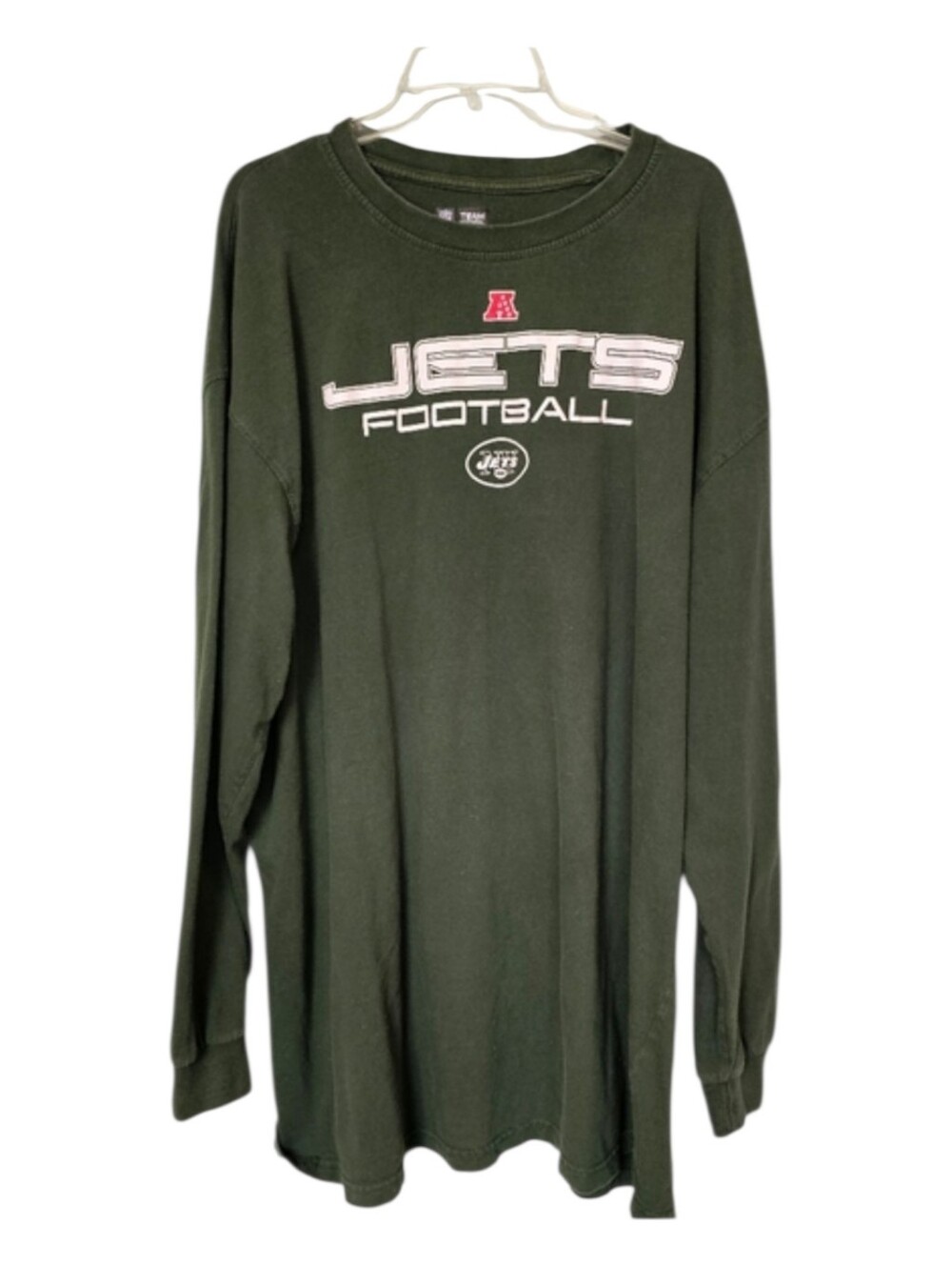 Jets NFL Football Long Sleeve Heavy Weight Dark Green White Top Men's Size 3XT